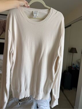 Calvin Klein Cream Scoop Neck Lightweight Sweater